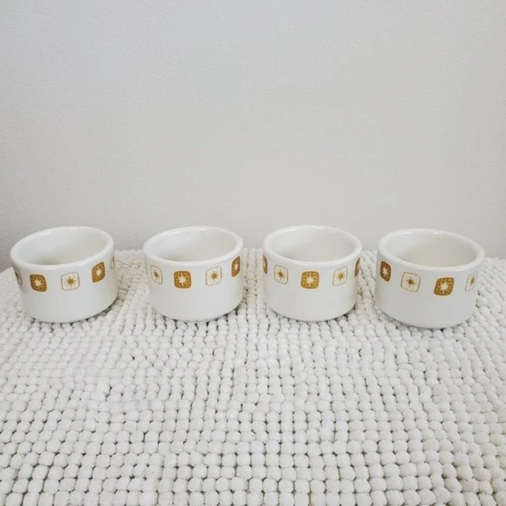 Vintage 50's Homer Laughlin Starburst 4 Mug Set